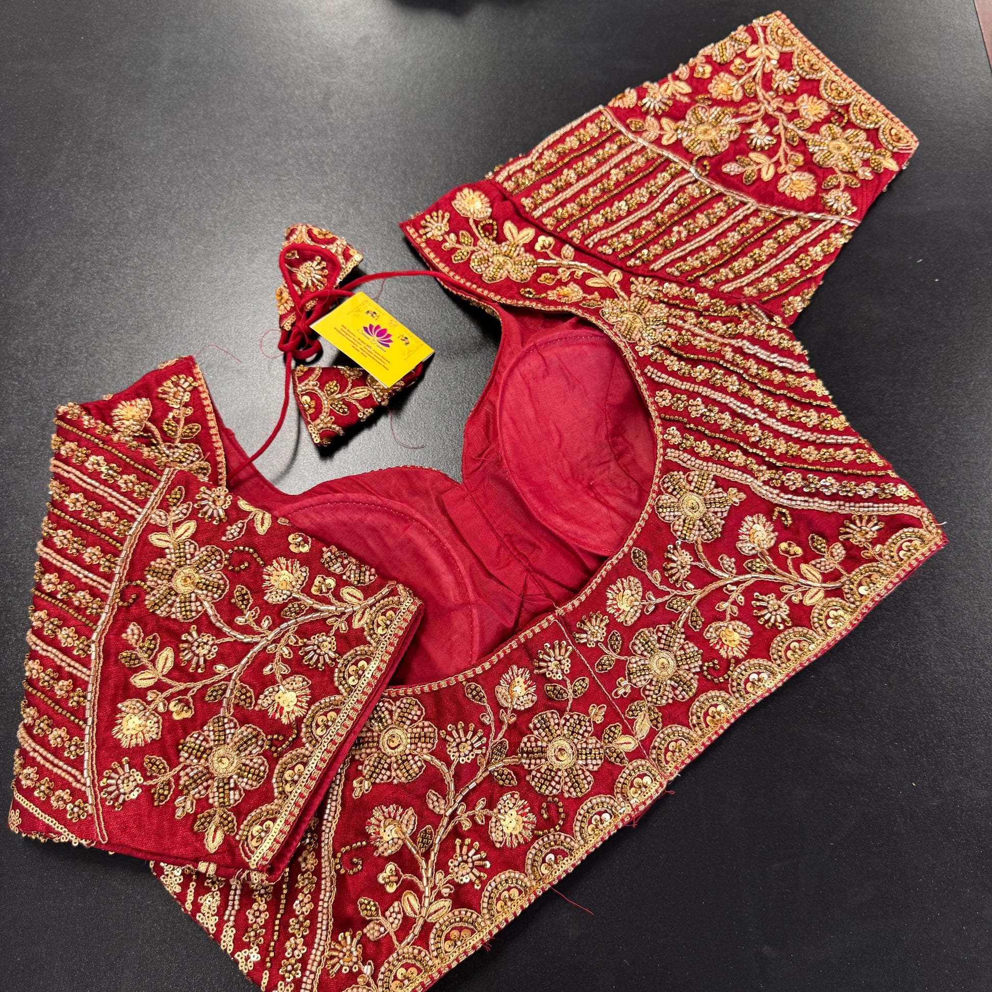 Maroon zardozi heavy work designer readymade saree blouse - Shrees Fashion Australia (view 5)