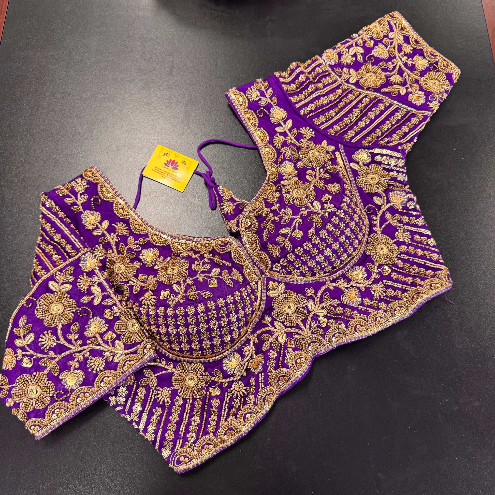 Royal purple zardozi bridal designer readymade saree blouse - Shrees Fashion Australia (view 1)