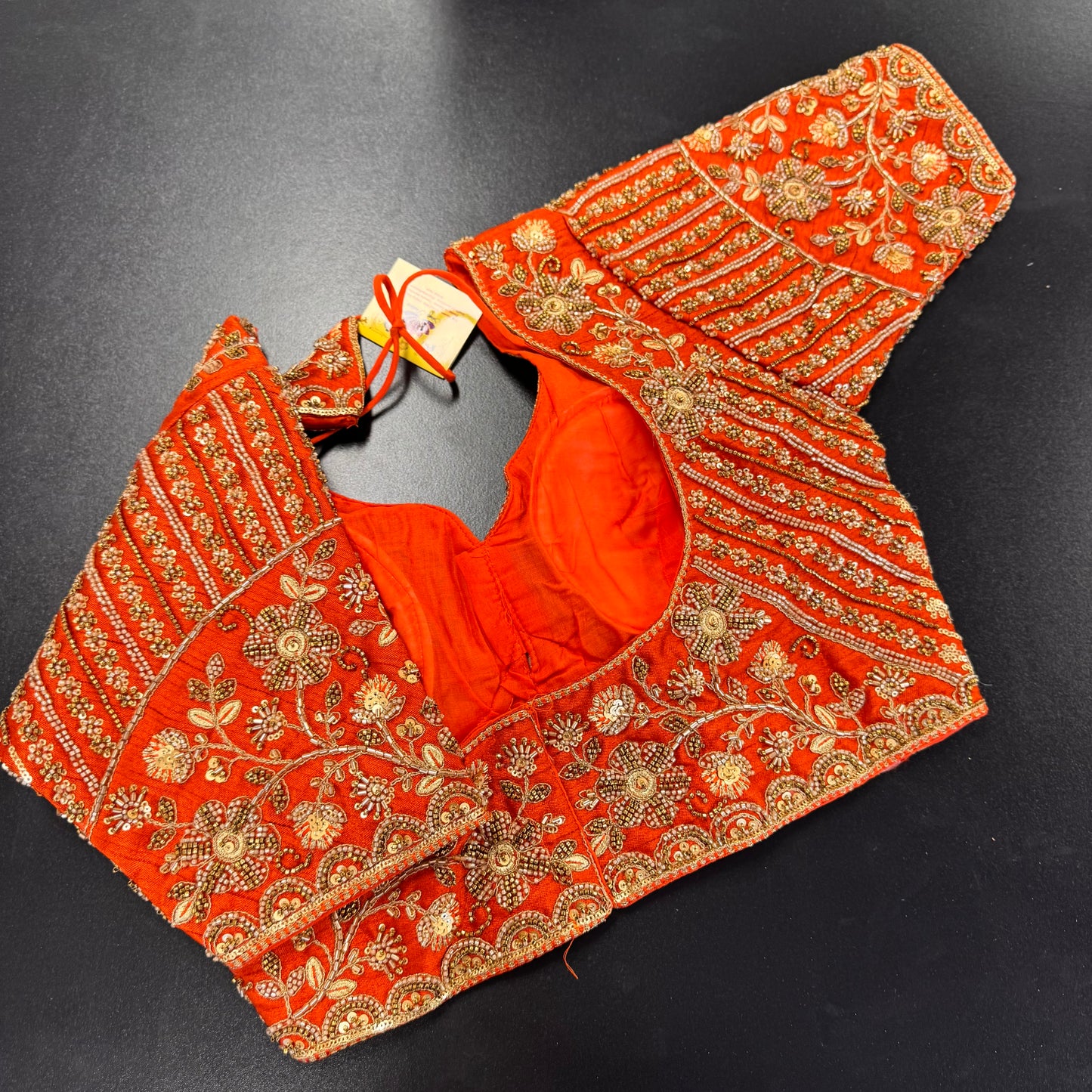 Orange zardozi bridal designer readymade saree blouse - Shrees Fashion Australia (view 2)
