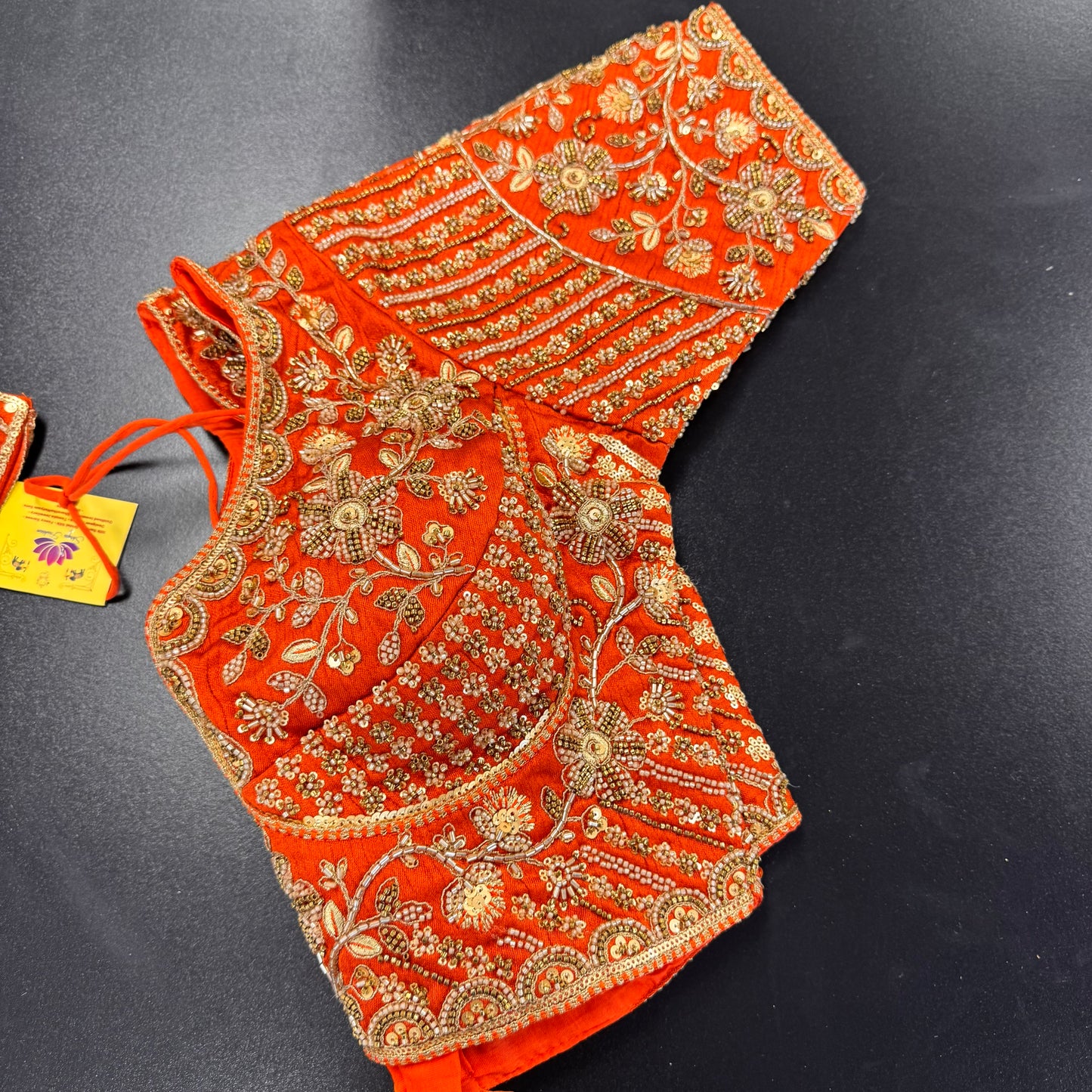 Orange zardozi bridal designer readymade saree blouse - Shrees Fashion Australia (view 3)