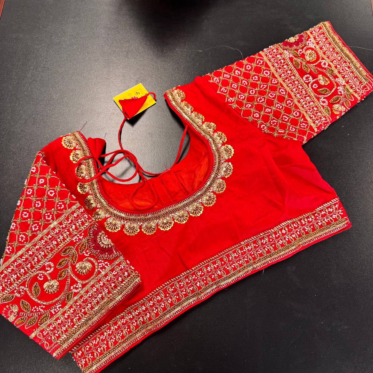 Red bridal embroidered designer readymade saree blouse - Shrees Fashion Australia (view 2)