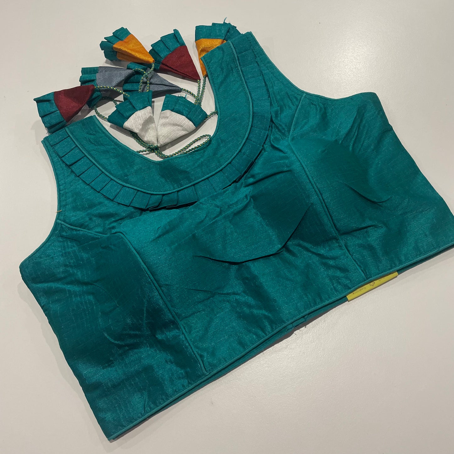 Glamorous Turquoise: Raw Silk Readymade Blouse