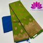 Emerald Elegance: Semi-Silk Kanchipuram Saree in Mehandi Green and Blue