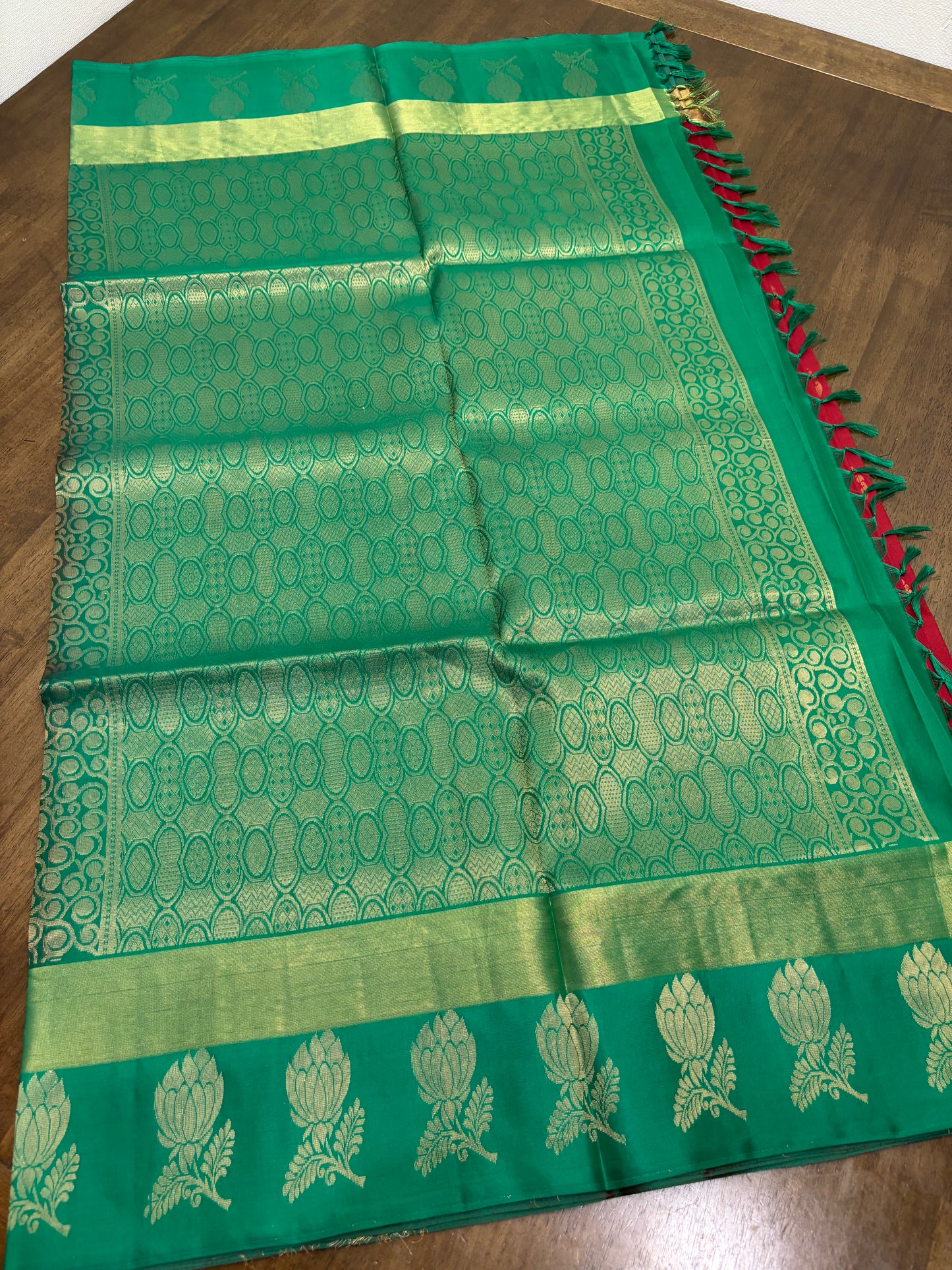 Maroon & Green Kanchipuram Soft Silk Saree with Traditional Elegance