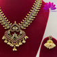 Exquisite Elegance: Kemp Stones with Pearls Mango Design Matte Finish Necklace