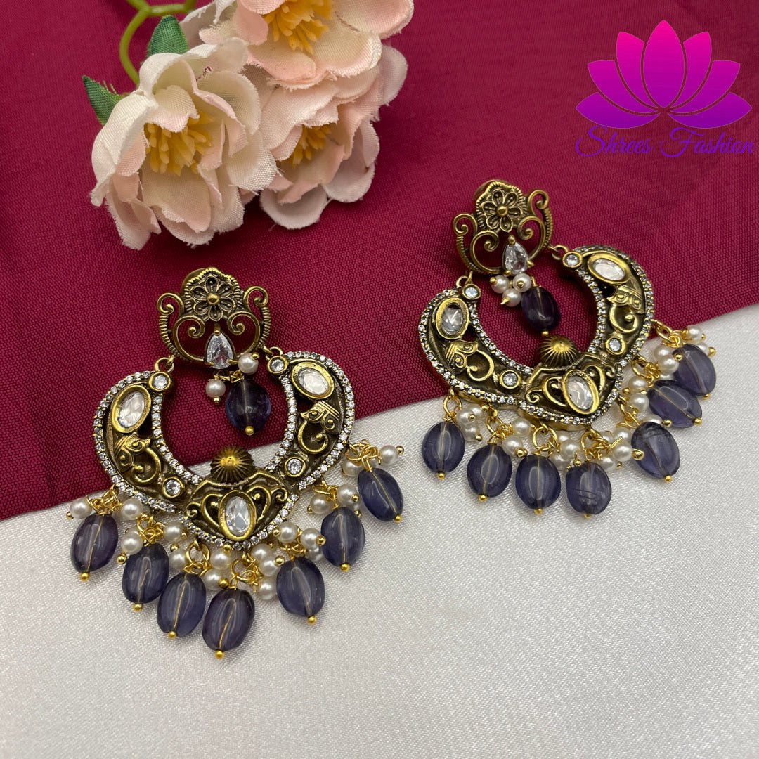 Lavish Victorian Charms: Earrings Adorned with Lavender Beads