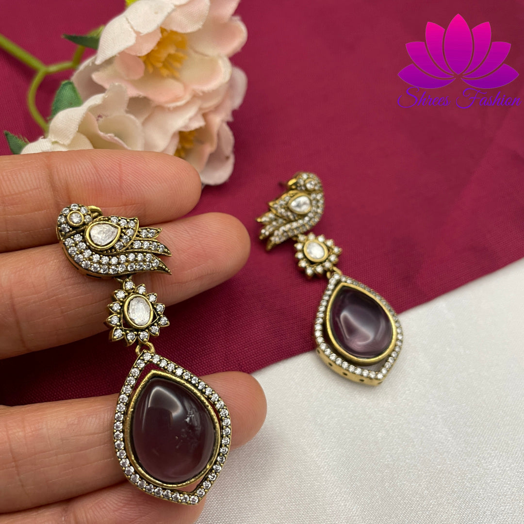 Purple Majesty: Victorian Stones Earrings