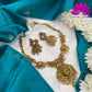 Divine Sparkle: CZ Stones Matte Finish Necklace with Lakshmi Ji Pendant