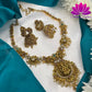 Divine Sparkle: CZ Stones Matte Finish Necklace with Lakshmi Ji Pendant