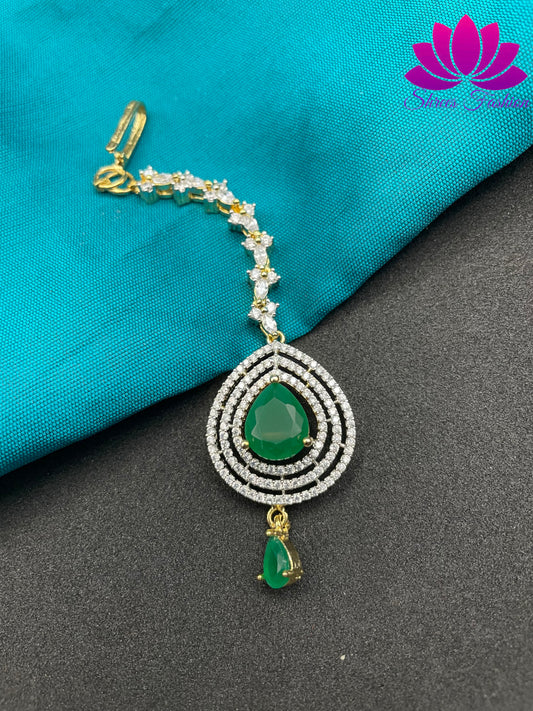Emerald Elegance: White Ad Stones with Green Stone Accent