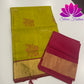 Shrees Fashion: Exquisite Pure Silk Saree in Olive Green with Rani Pink Pallu | Online Silk Sarees Melbourne