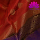 Exquisite Pure Silk Saree in Orange with Violet Pallu | Online Silk Sarees Melbourne