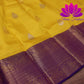 Exquisite Pure Silk Saree in Vibrant Yellow with Violet Pallu | Online Silk Sarees Melbourne | Silk Mark Certified