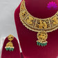 Matte Gold Finish Radha Krishna Necklace Temple Jewellery