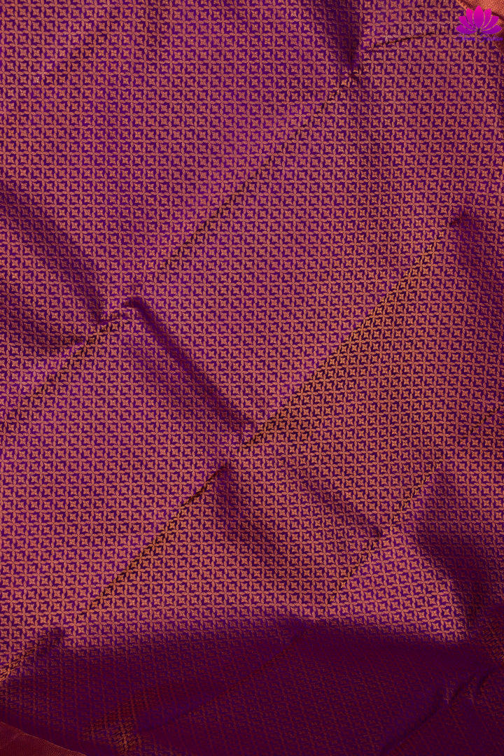 Purple Copper Zari Silk Saree | Kanchipuram Silk | Silk Mark Certified
